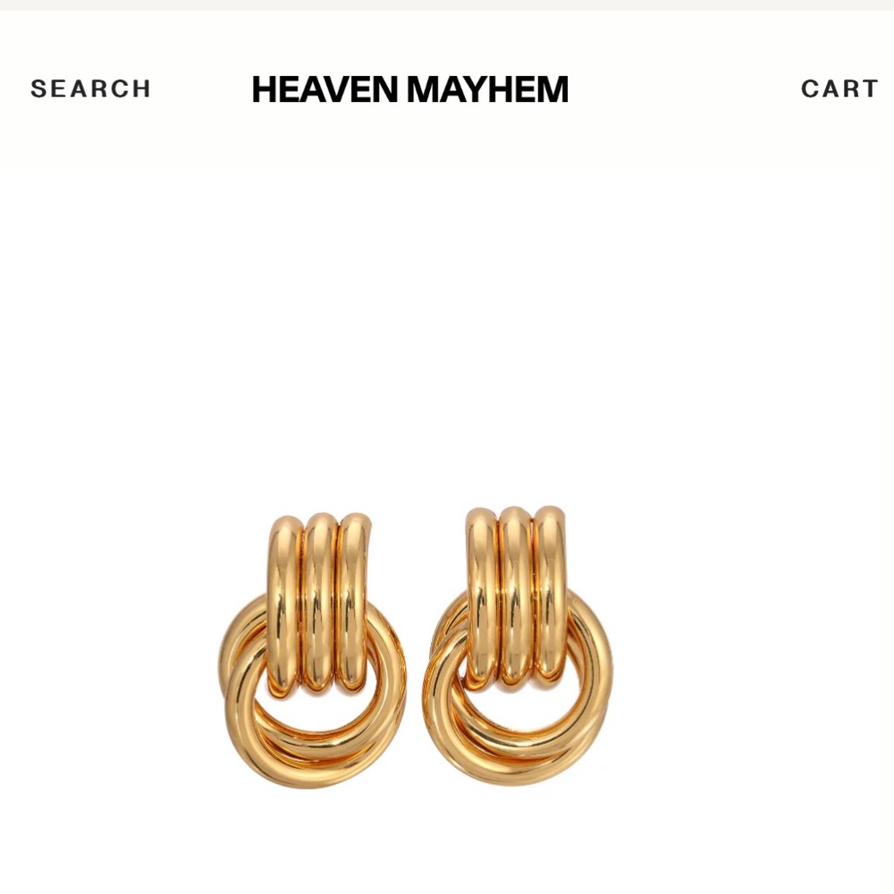 NWT Heaven Mayhem Mini Knot Gold Earrings